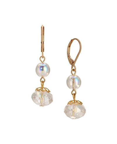 2028 Round Crystal Ab Double Drop Earrings