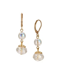 2028 Round Crystal Ab Double Drop Earrings