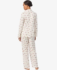 Lauren Ralph Women's Long Sleeves Notch Collar Pajama Set