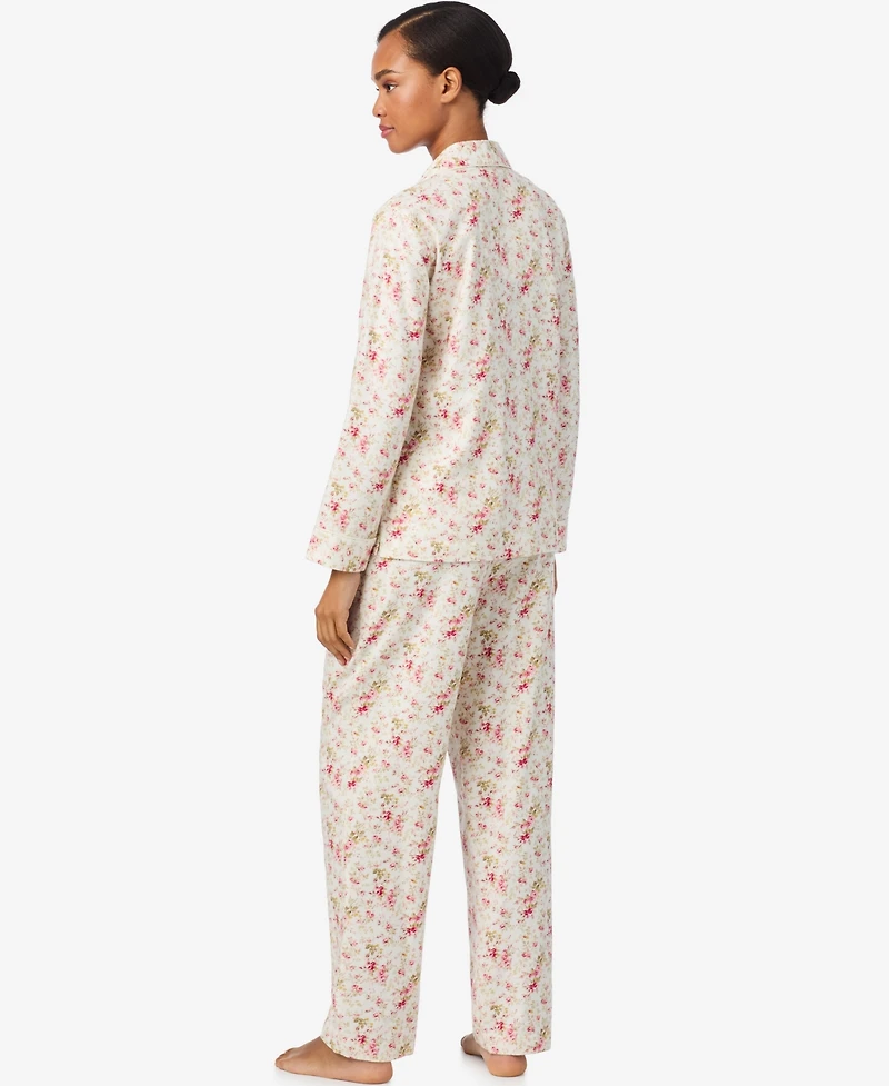 Lauren Ralph Women's Long Sleeves Notch Collar Pajama Set