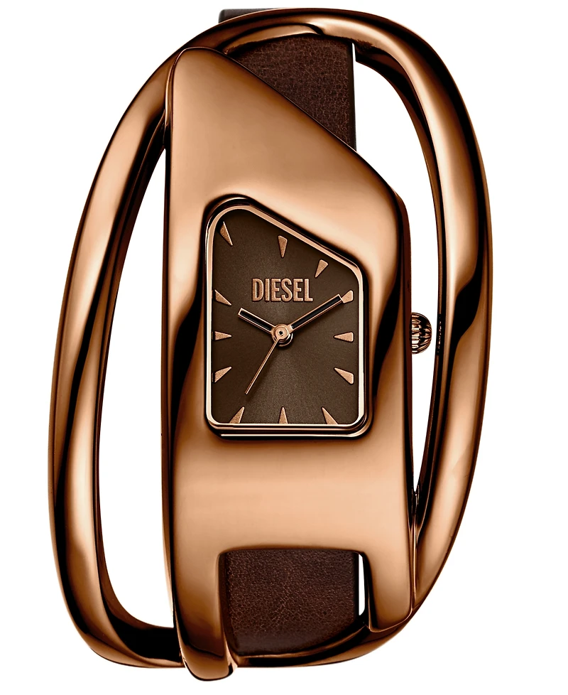 Diesel Women's Wrap-d Quartz Three-Hand Brown Leather Watch, 44mm