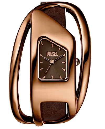 Diesel Women's Wrap-d Quartz Three-Hand Brown Leather Watch, 44mm