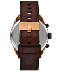 Diesel Men's Spiked Quartz Chronograph Brown Leather Watch, 49mm