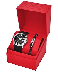Diesel Men's Master Chief Quartz Three-Hand Date Black Silicone Watch Gift Set, 43mm