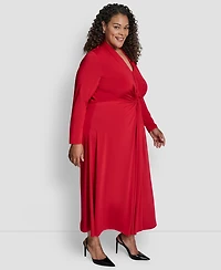 Dkny Plus Long Sleeve O-Ring Maxi Dress