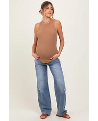 Pinkblush Maternity Blue Distressed Vintage Wash Wide Leg Jeans