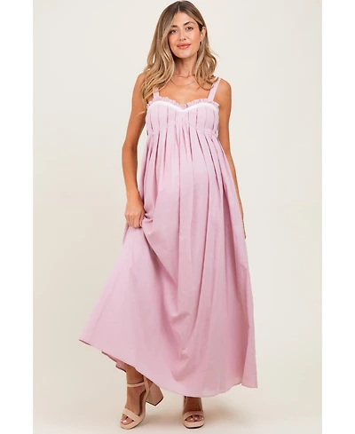 Pinkblush Maternity Light Pink Sweetheart Neckline Open Back Maxi Dress