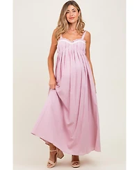 Pinkblush Maternity Light Pink Sweetheart Neckline Open Back Maxi Dress