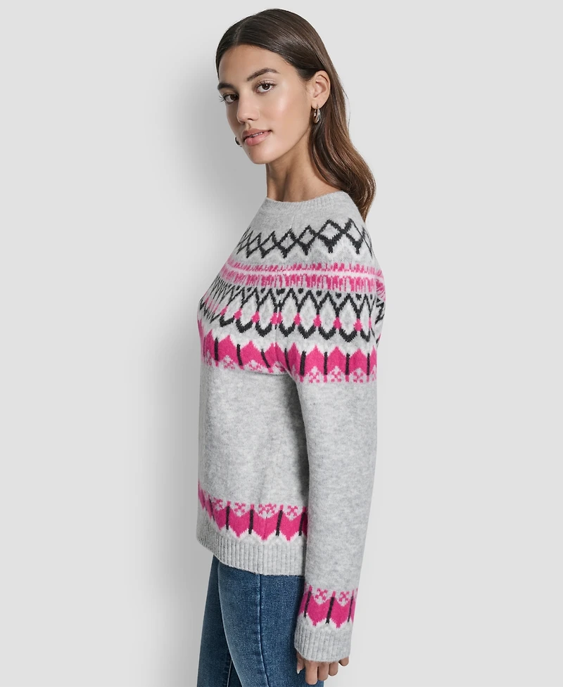 Dkny Jeans Women's Fair Isle Crewneck Raglan Sweater