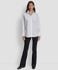 Dkny Jeans Women's Imitation Embellished Long Sleeves Shirt