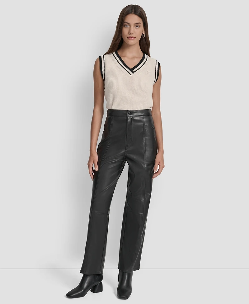 Dkny Jeans Women's High Rise Straight Leg Seamed Pants