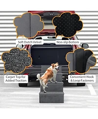 Ecooso 4-Step Dog Stairs Non-slip Foldable Dog Ramp with Adjustable Steps