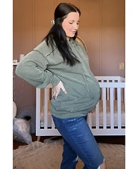 Pinkblush Maternity Olive Ribbed Front Pocket Drawstring Hoodie