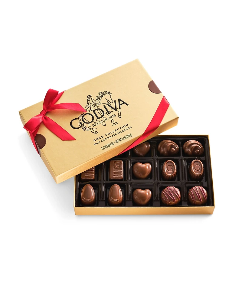 Godiva Milk Assorted Chocolate Gold Gift Box with Ribbon, 15-Pc.