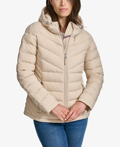 Tommy Hilfiger Women's Long Sleeves Hooded Puffer Jacket