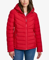 Tommy Hilfiger Women's Long Sleeves Hooded Puffer Jacket