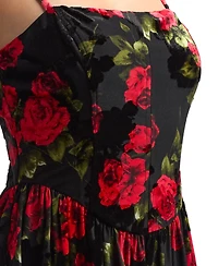 Bcx Women's Velvet Burnout Print Mini Dress