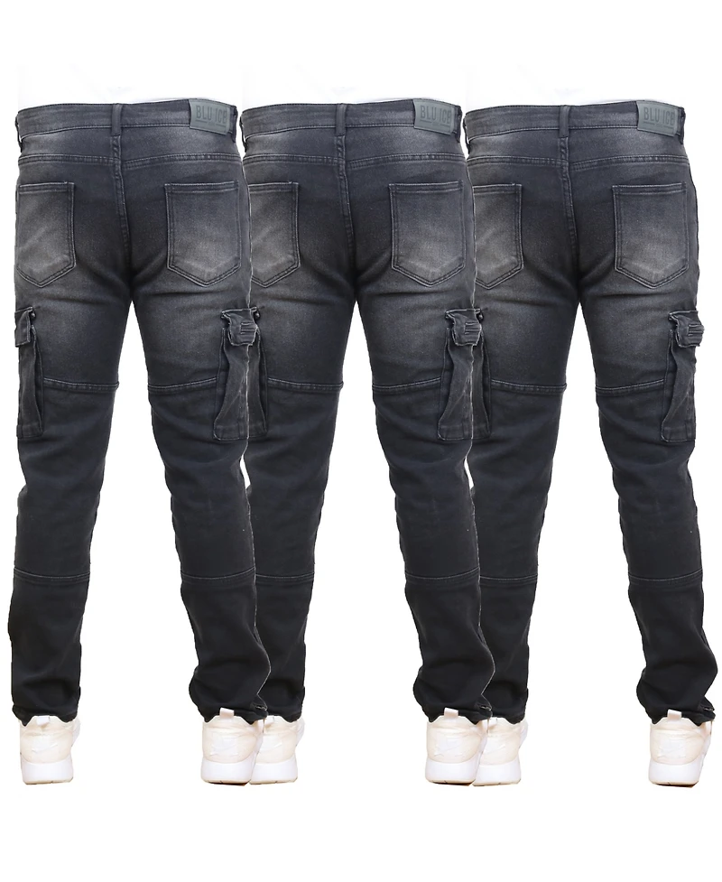 Blue Ice Men's 3-Pack Stretch Cargo Pocket Jeans