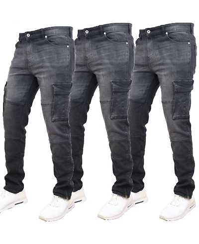 Blue Ice Men's 3-Pack Stretch Cargo Pocket Jeans