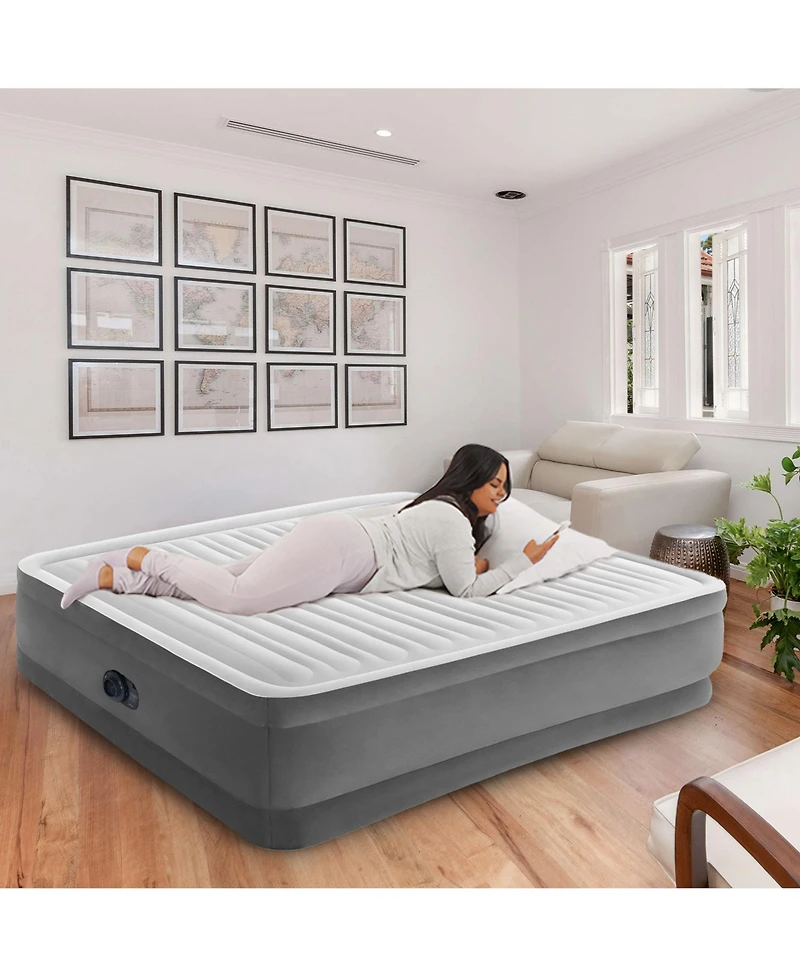 Intex 18" Inflatable Elevated Premium Comfort Airbed with Built-In Pump, King