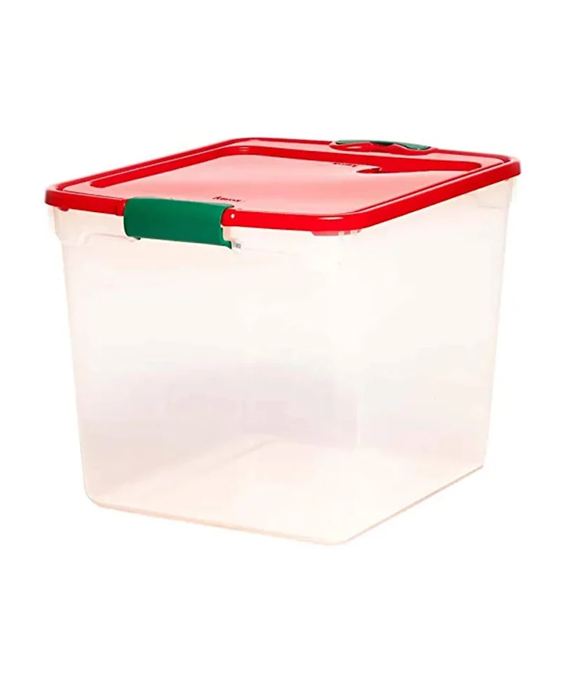 Homz 31 Quart Holiday Plastic Storage Container Bin with Latching Lid, 4 Pack
