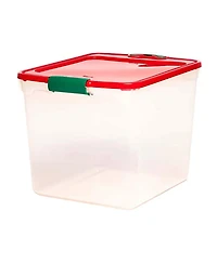 Homz 31 Quart Holiday Plastic Storage Container Bin with Latching Lid, 4 Pack