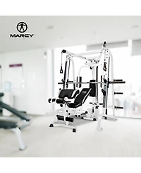 Marcy Pro Smith Cage Workout Machine Total Body Training Home Gym System, White