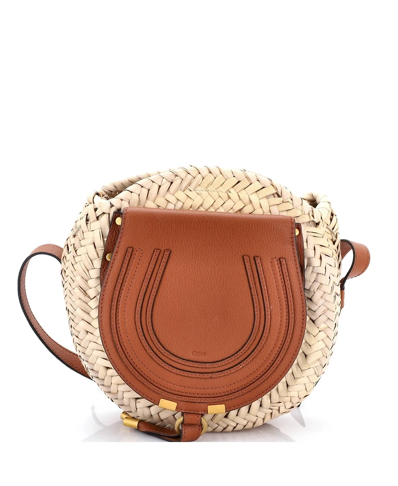 Pre-Owned Chloe Small Marcie Basket Crossbody Bag Raffia and Leather