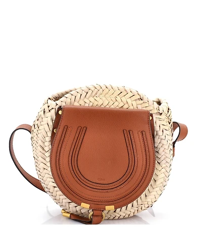 Pre-Owned Chloe Small Marcie Basket Crossbody Bag Raffia and Leather