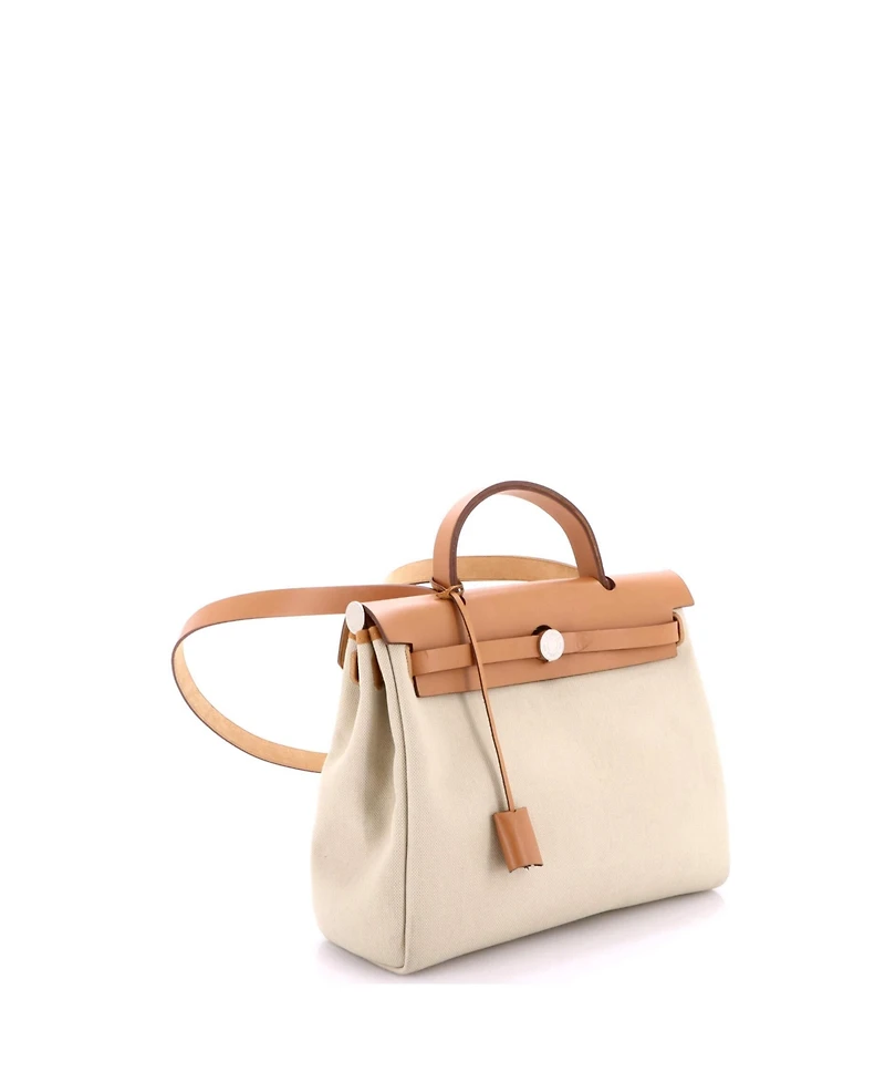 Pre-Owned Hermes 31 Herbag Zip Leather and Toile