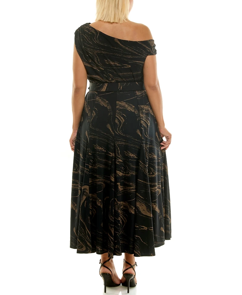 Taylor Plus Off-The-Shoulder Belted Maxi Dress