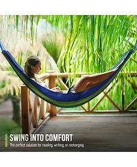Sorbus Brazilian Double Hammock - Extra-Long Two Person Portable Hammock Bed for Indoor or Outdoor Spaces - Hanging Rope