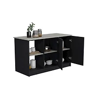 Tuhome Juniper Kitchen Island Black / Ibiza Marble Mdf