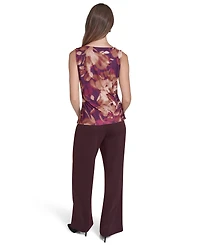Halston Women's Printed Sleeveless Cowl Neck Top