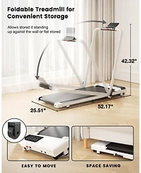 DeerRun 3 in 1 Walking Pad Treadmill, 300 Weight Capacity Foldable Treadmill, 3.0HP Low Noise Under Desk Treadmills for Home Office with Remote & App