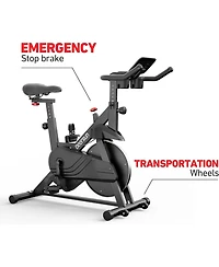 DeerRun Exercise Bike, Indoor Cycling Bike Brake Pad/Adjustable Magnetic Stationary Bike with App,