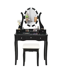Volenca 10 Dimmable Lights Vanity Table Set with Lighted Mirror and Cushioned Stool