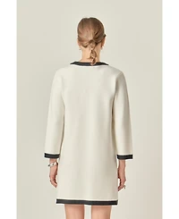 English Factory Women's White and Black Mini Knit Dress