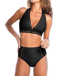 Cupshe Women's V Neck Halter Strap Bikini Sets