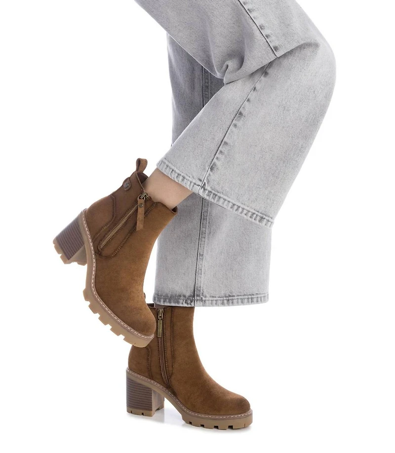 Xti Women's Side Zipper Suede Booties Refresh Collection By Xti