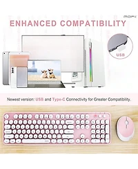 Ergonomic Wireless Keyboard And Mouse Set - 104 Keys Full Size 2.4G Wireless Keyboard Mouse Combo Keycaps Keyboard For Desktop/Laptop