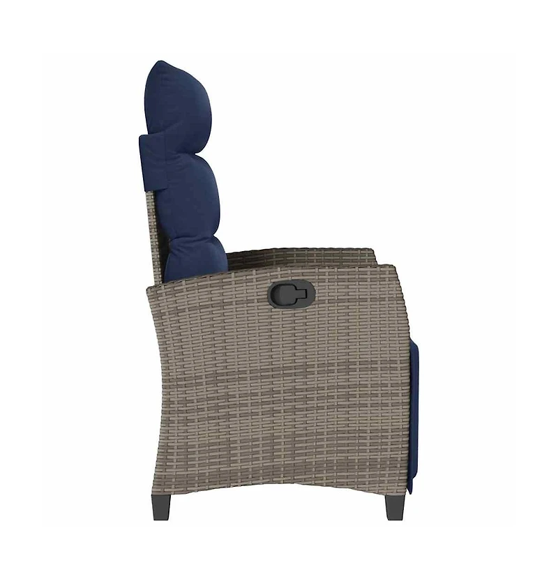 vidaXL Reclining Garden Chair Grey, Navy Blue