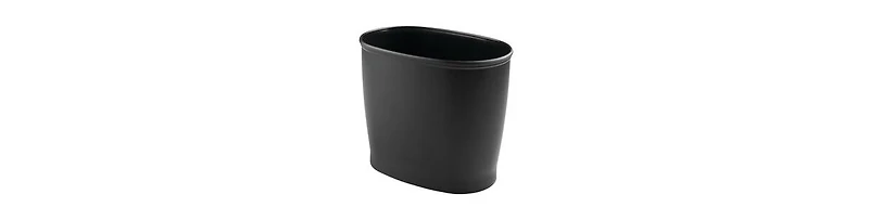 iDesign Small Oval Plastic Bathroom Trash Can - Black - Made in Usa