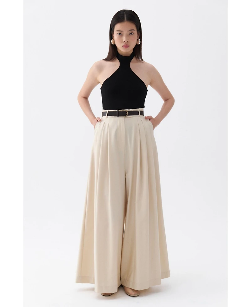 Nocturne Women's Belted Palazzo Trousers