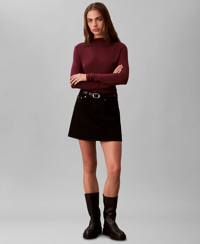 Calvin Klein Women's Slim Long Sleeve Mock Neck Top