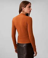 Calvin Klein Women's Slim Long Sleeve Mock Neck Top