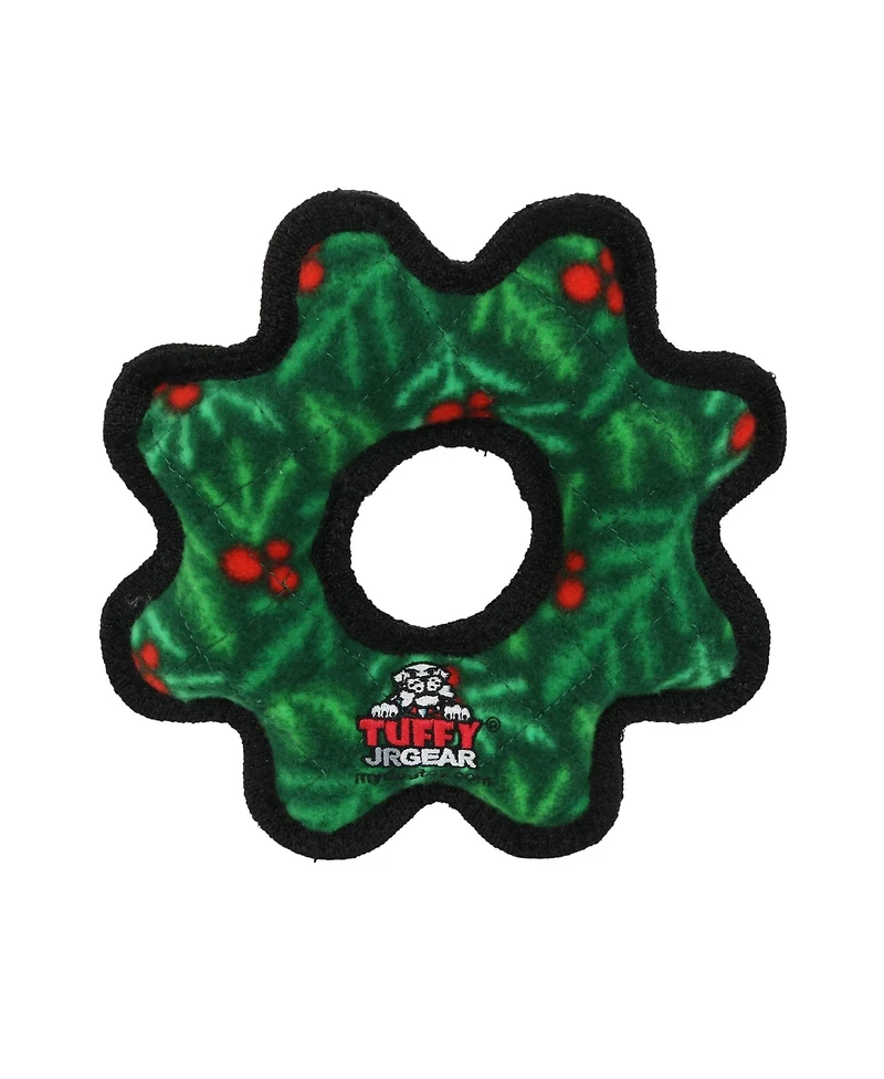 Tuffy Holiday Jr Gear Ring Wreath, Durable Plush Squeaky Dog Toy
