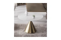 Morden Fort 47" Round Faux Marble Dining Set with 4 Dining Arm Chairs for Kitchen
