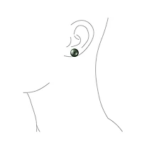 Bling Jewelry Classic Black Peacock Simulated Pearl Drop Ball Earrings Sterling Silver