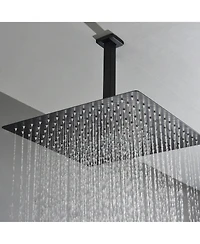 Rainsken 16" Matte Black Shower Head - Luxury Rainfall Showerhead with Self-Cleaning Nozzles, Universal Fit